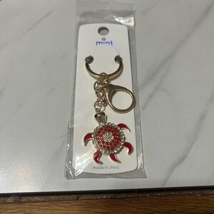 Mint Red and Gold Turtle Keychain
